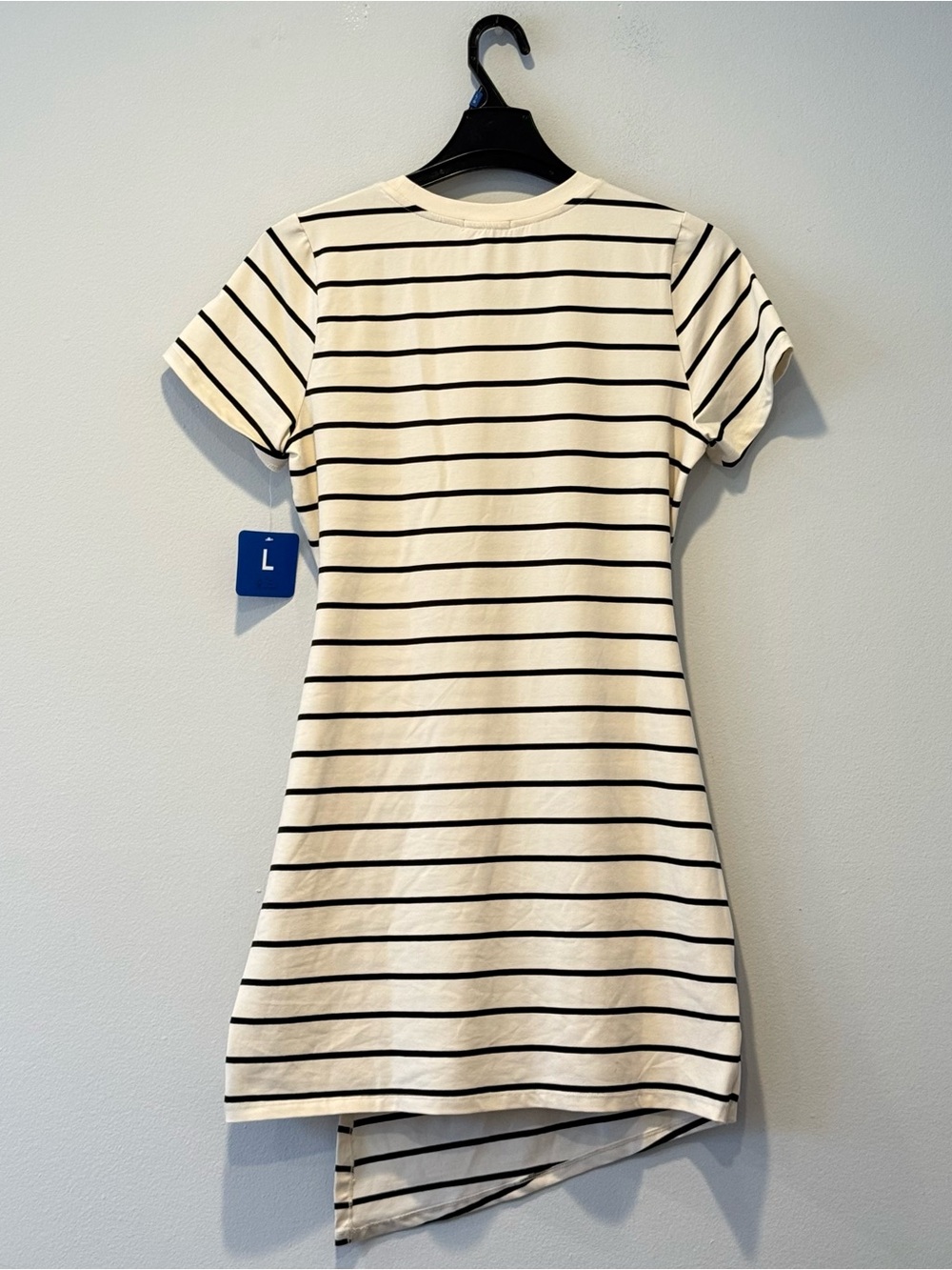 Threads 4 Thought Striped Wrap Dress , Tie Accent , Short Sleeve White/ Black - Picture 9 of 14